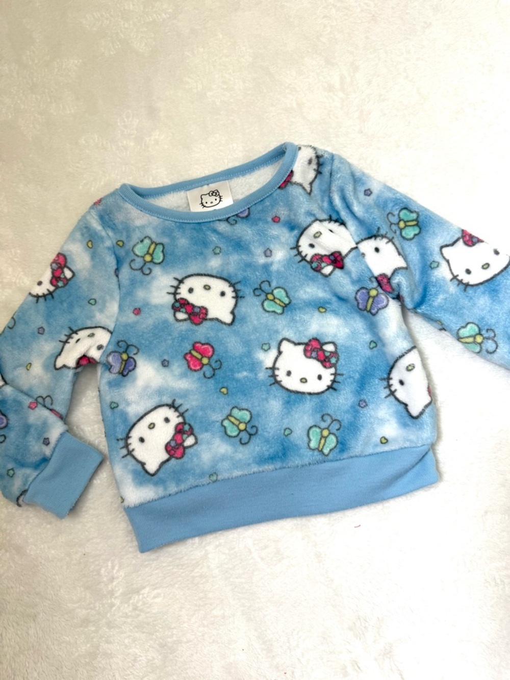 Hello Kitty Light Blue Plush Pullover Sweatshirt 2t